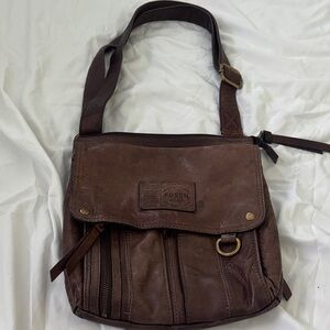 Fossil Dark Brown Leather Messenger Bag